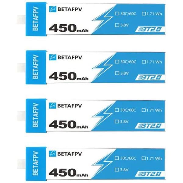 Аккумуляторы BetaFPV BT2.0 450 мАч 1S 30C 4 шт. - фото 1 Аккумуляторы BetaFPV BT2.0 450 мАч 1S 30C 4 шт. - фото 1