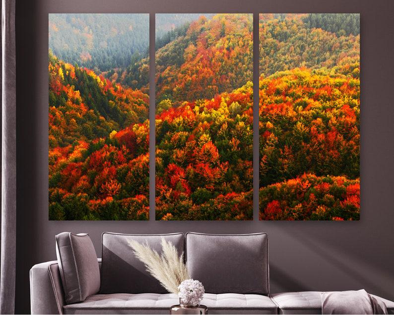 Модульная картина на холсте из трех частей KIL Art Осенние горы 128x81 см (M3_L_188)