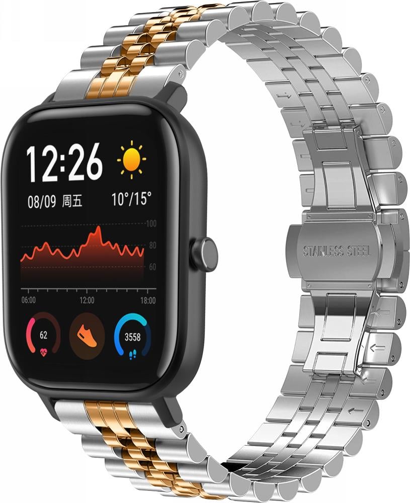 Браслет металлический Stech Line для Amazfit GTS Silver/Rose (27051-68) - фото 1 Браслет металлический Stech Line для Amazfit GTS Silver/Rose (27051-68) - фото 1