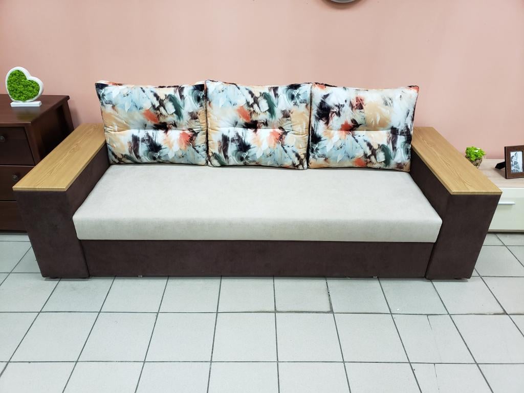 Диван розкладний Lectus Боннель Комфорт ортопедичний з пружинним блоком метал/дерево/ДСП/текстиль Коричневий