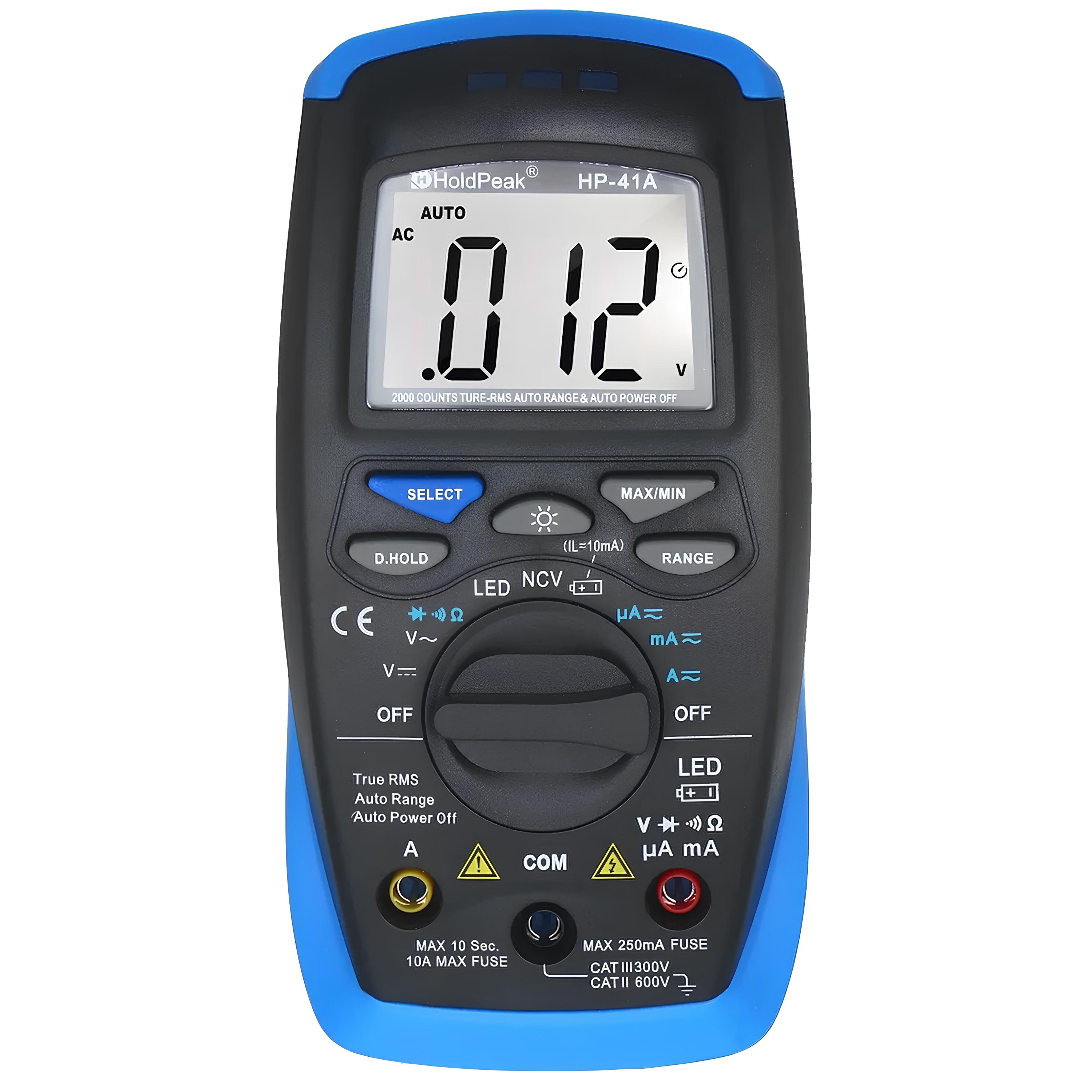 Мультиметр цифровий HoldPeak HP-41A TrueRMS 2000 відліків 600 В 10А AC/DC 20МОм - фото 3 Мультиметр цифровий HoldPeak HP-41A TrueRMS 2000 відліків 600 В 10А AC/DC 20МОм - фото 3