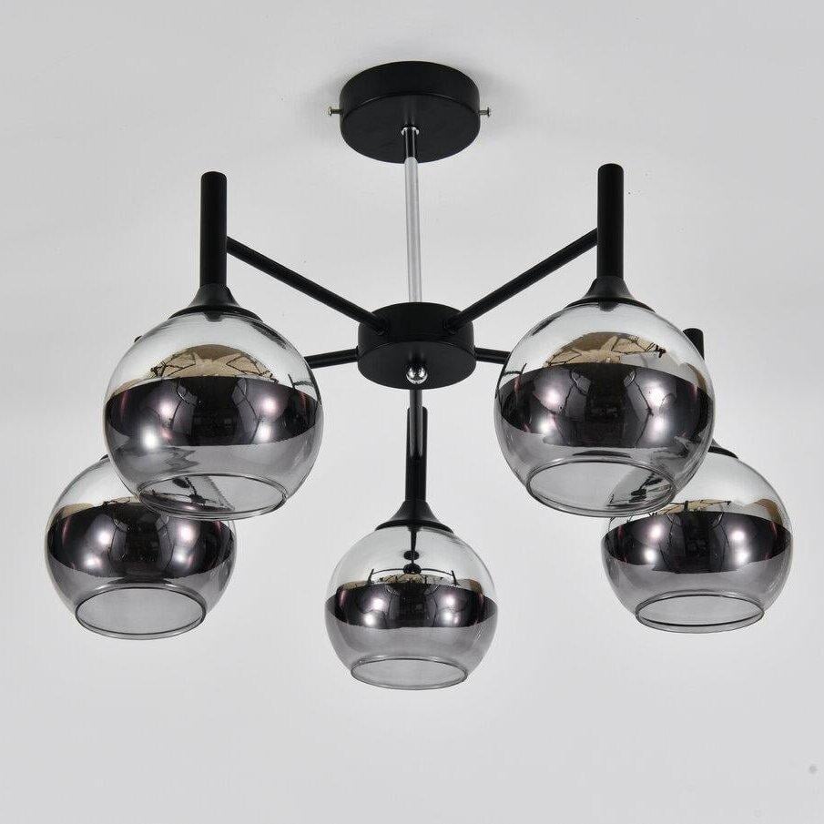 Люстра Sirius на пять плафонов в форме шара под лампу Е27 Черный (DW008-5 BK)