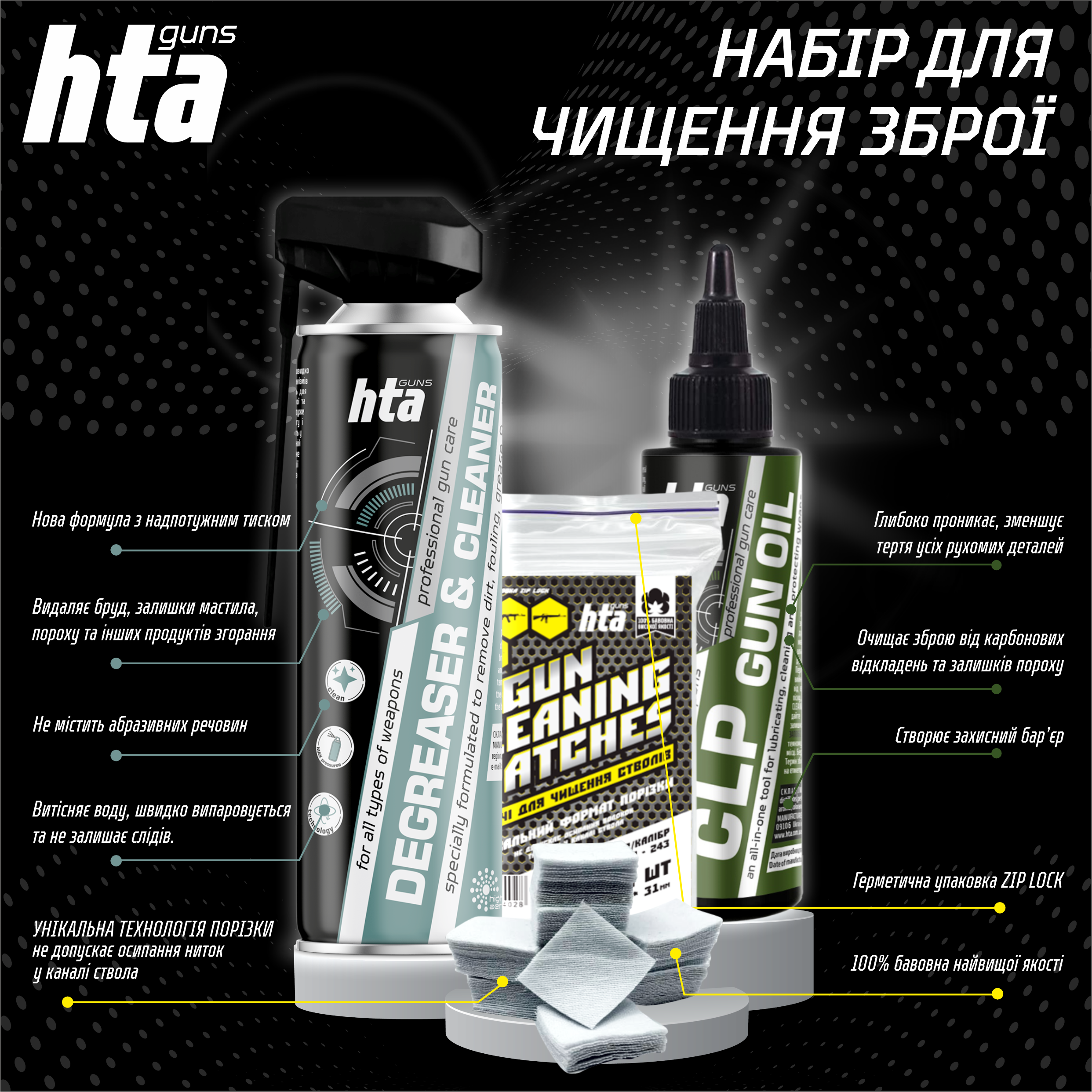 Набір для чистки та догляду за зброєю HTA (HTA10102) - фото 2 Набір для чистки та догляду за зброєю HTA (HTA10102) - фото 2