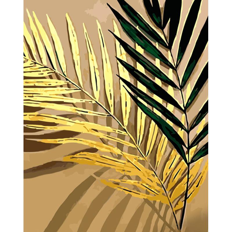 Картина по номерам Strateg Премиум Золотое и зеленое с лаком и 40х50 см (GS1435)