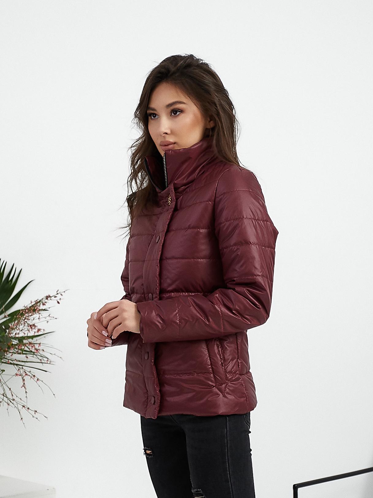 Куртка демисезонная Khan тонкая короткая р. 42 Бордовый (Kh211) - фото 2