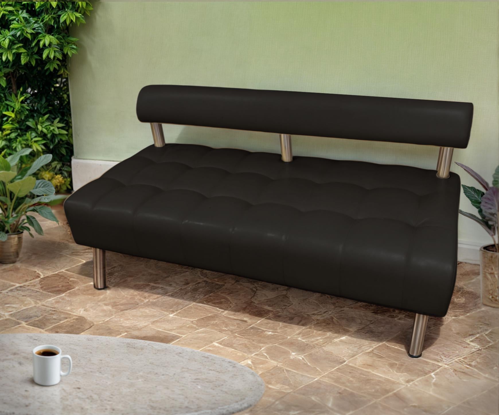 Диван офисный Tobi Sho Сити со спинкой без подлокотников 1800x530x750 мм кожзам Черный (2230)