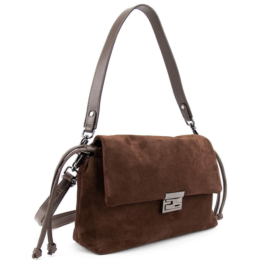 Жіноча сумка замшева Tavinchi CH-8585DB-Y із затяжками Шоколадний (2816295448) - фото 7