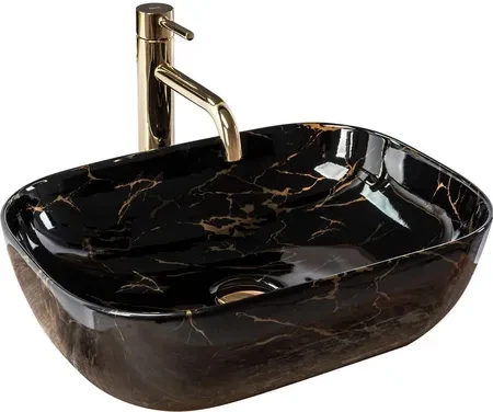 Умывальник Rea Belinda 46 Black Marble Shiny (ReaU8907)