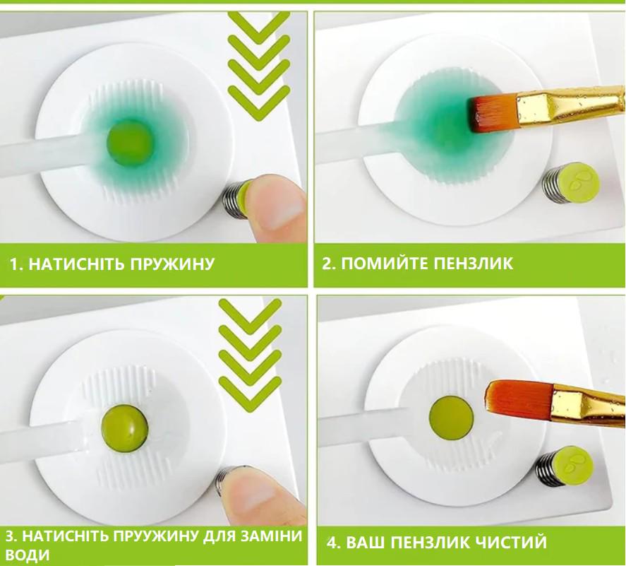 Ополаскиватель кистей для рисования с рециркуляцией и сливом воды Салатовый (74250278) - фото 2 Ополаскиватель кистей для рисования с рециркуляцией и сливом воды Салатовый (74250278) - фото 2