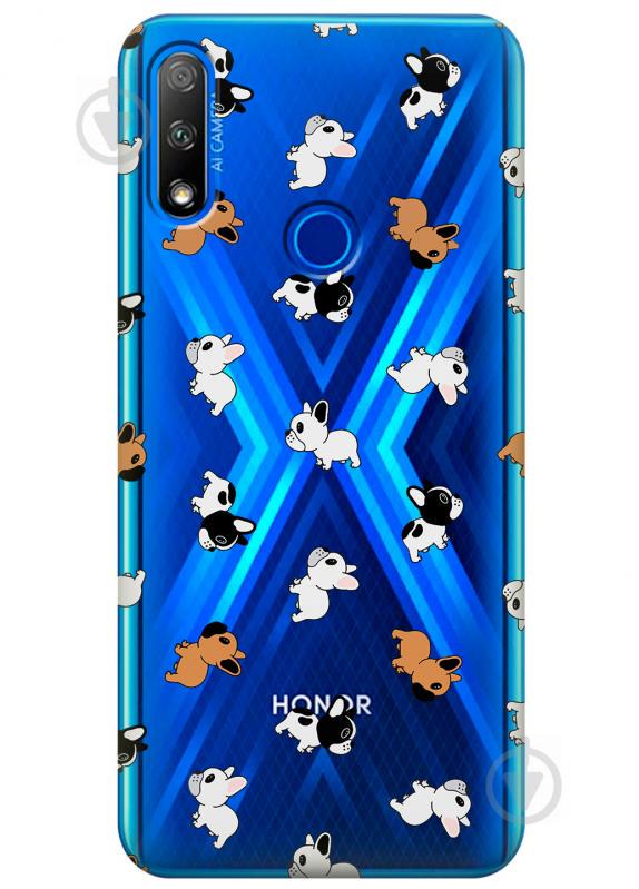 Прозрачный силиконовый чехол iSwag для Huawei Honor 9X с рисунком - Французские бульдоги (KS2739)