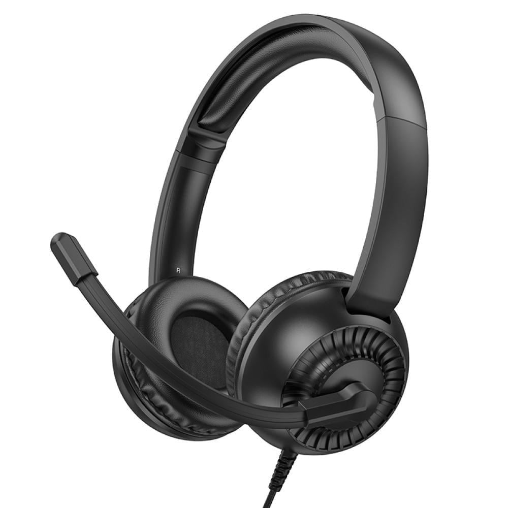 Наушники проводные Hoco Pure headphones W112/Omnidirectional microphone 3,5 мм 2,8 м Black (W112)