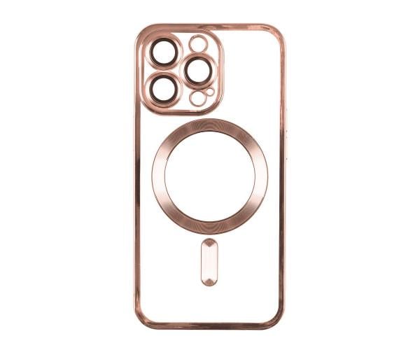 Чехол накладка TPU Metallic Full Camera with Magsafe для Apple iPhone 14 Pro Rose Gold