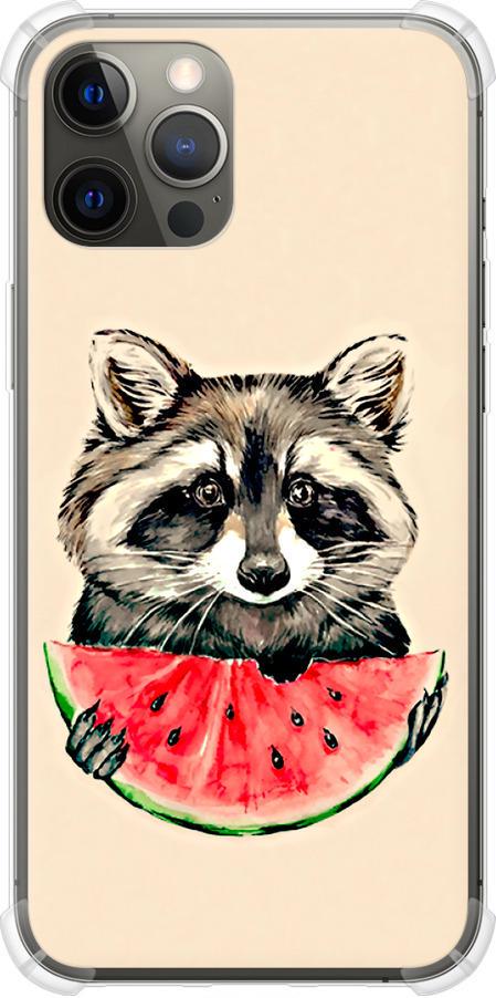 Чехол на iPhone 12 Pro Max Енотик с арбузом (4605sp-2054-42517)