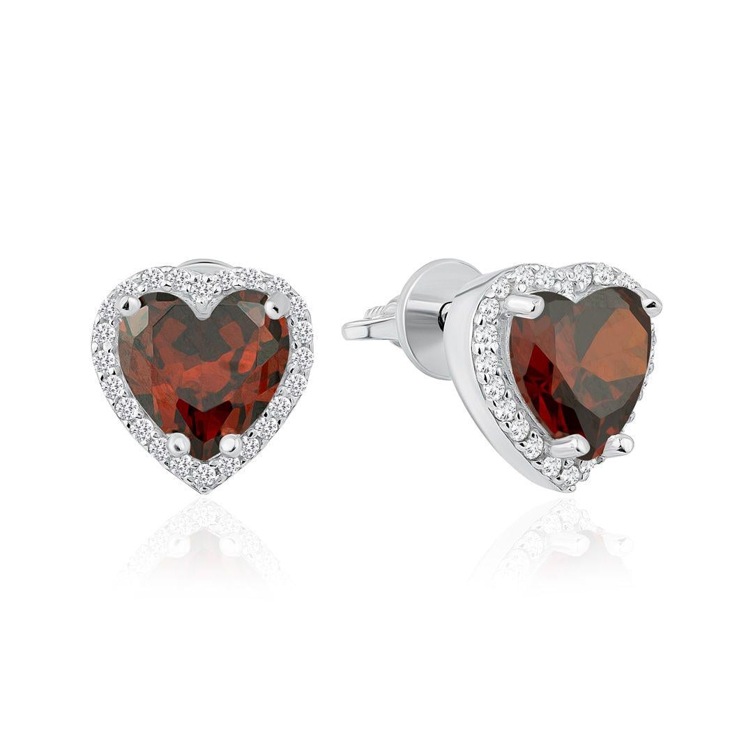 Серьги серебряные Garnet Heart 925° (20721kr)