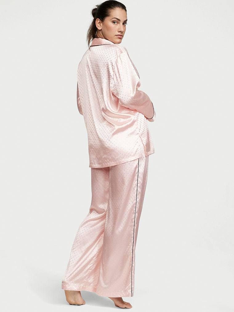 Пижама женская сатиновая Victoria's Secret Satin Long Pajama Set XS Розовый (13125255) - фото 3