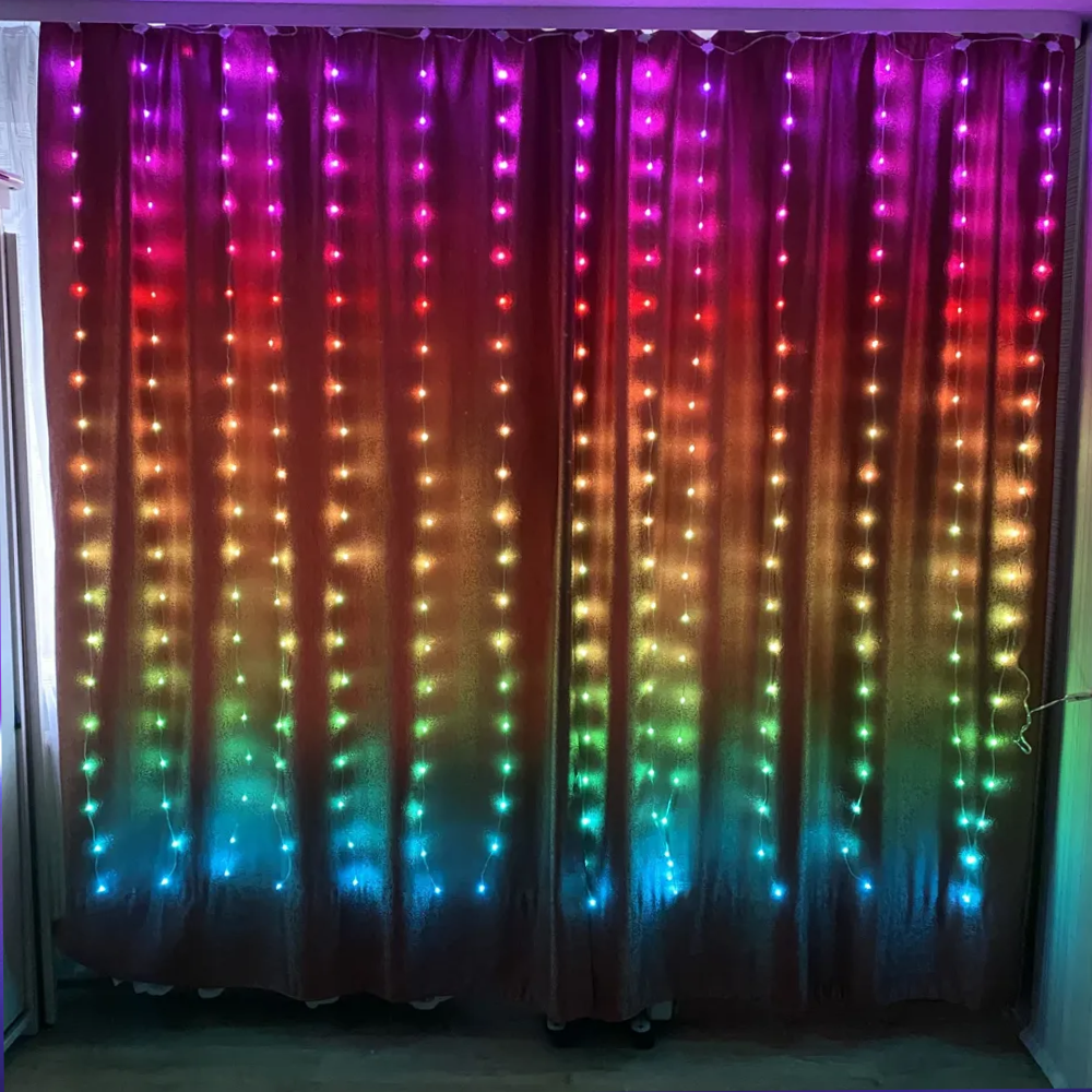 Гирлянда штора USB умная с пультом-приложением на телефон APP Bluetooth RGB 300LED 3x3 м (6004)