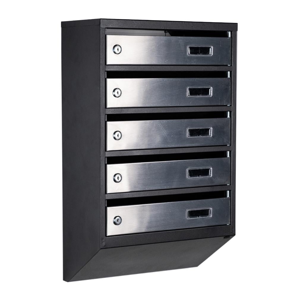 Ящик почтовый многосекционный ЯП05A Черный/Нержавеющая сталь (24061039)