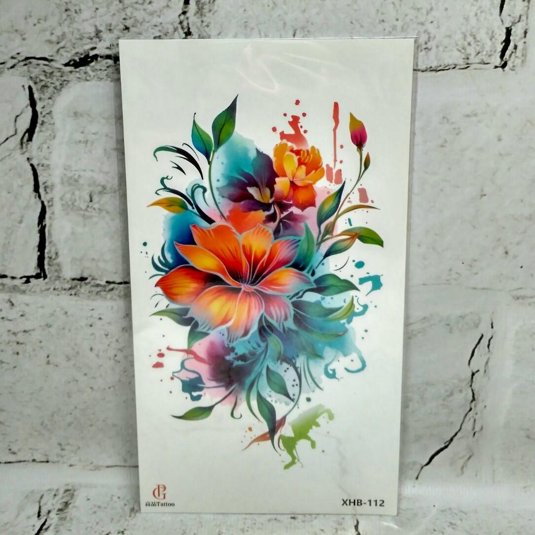Тату временное Цветы лист 11,5x21 см (XHB-112)