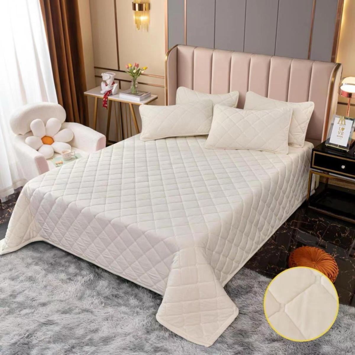 Покривало велюрове стьобане Koloco Ромби гіпоалергенне євро 220х240 см Айворі (41872) - фото 4 Покривало велюрове стьобане Koloco Ромби гіпоалергенне євро 220х240 см Айворі (41872) - фото 4