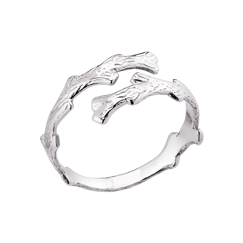 Кольцо серебряное Веточка открытая форма с сияющими фианитами р. 18 Кольцо серебряное Веточка открытая форма с сияющими фианитами р. 18