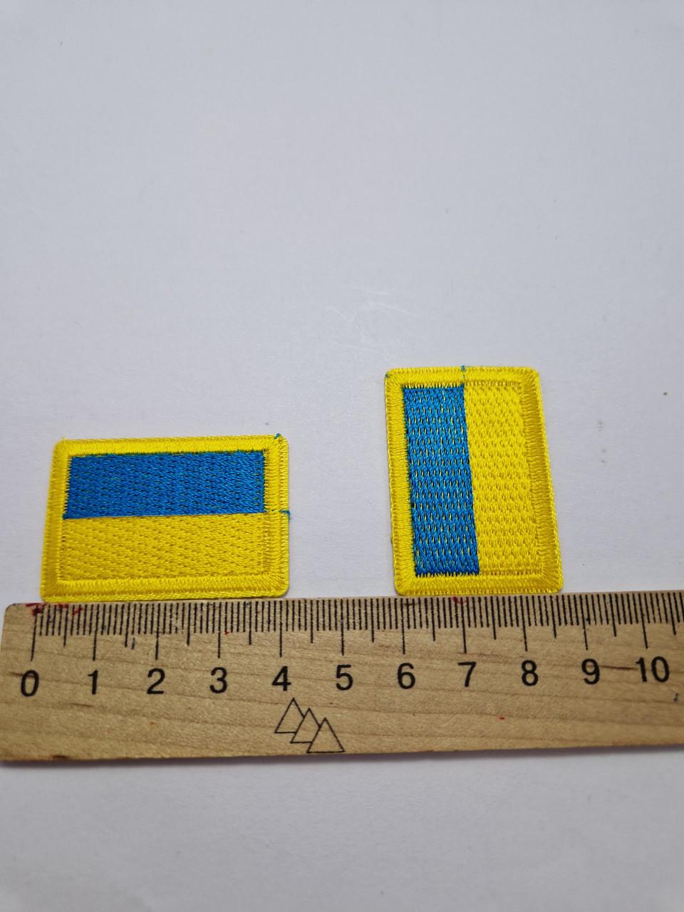 Нашивка термонаклейка флаг Украины текстильная с вышивкой 4x2,7 см Желто-голубой (2228414643) - фото 3