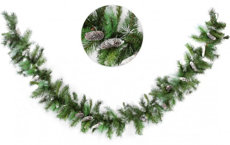 Гирлянда декоративная искусственная 180 веток/20 шишек 270 см