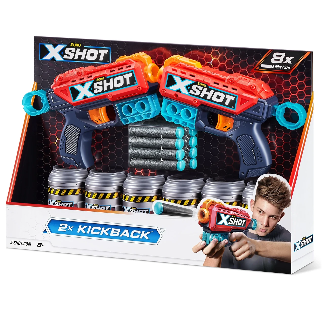 Набор скорострельных бластеров Zuru X-Shot Excel Reflex 6 Double 16 патронов с 3 банками Golden (2088579933)