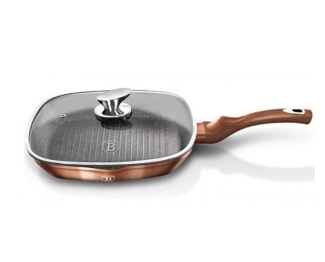 Сковорода-гриль Berlinger Haus Rose Gold индукционная с антипригарным покрытием и крышкой 28х28 см 28х28 см (4d99f65f)