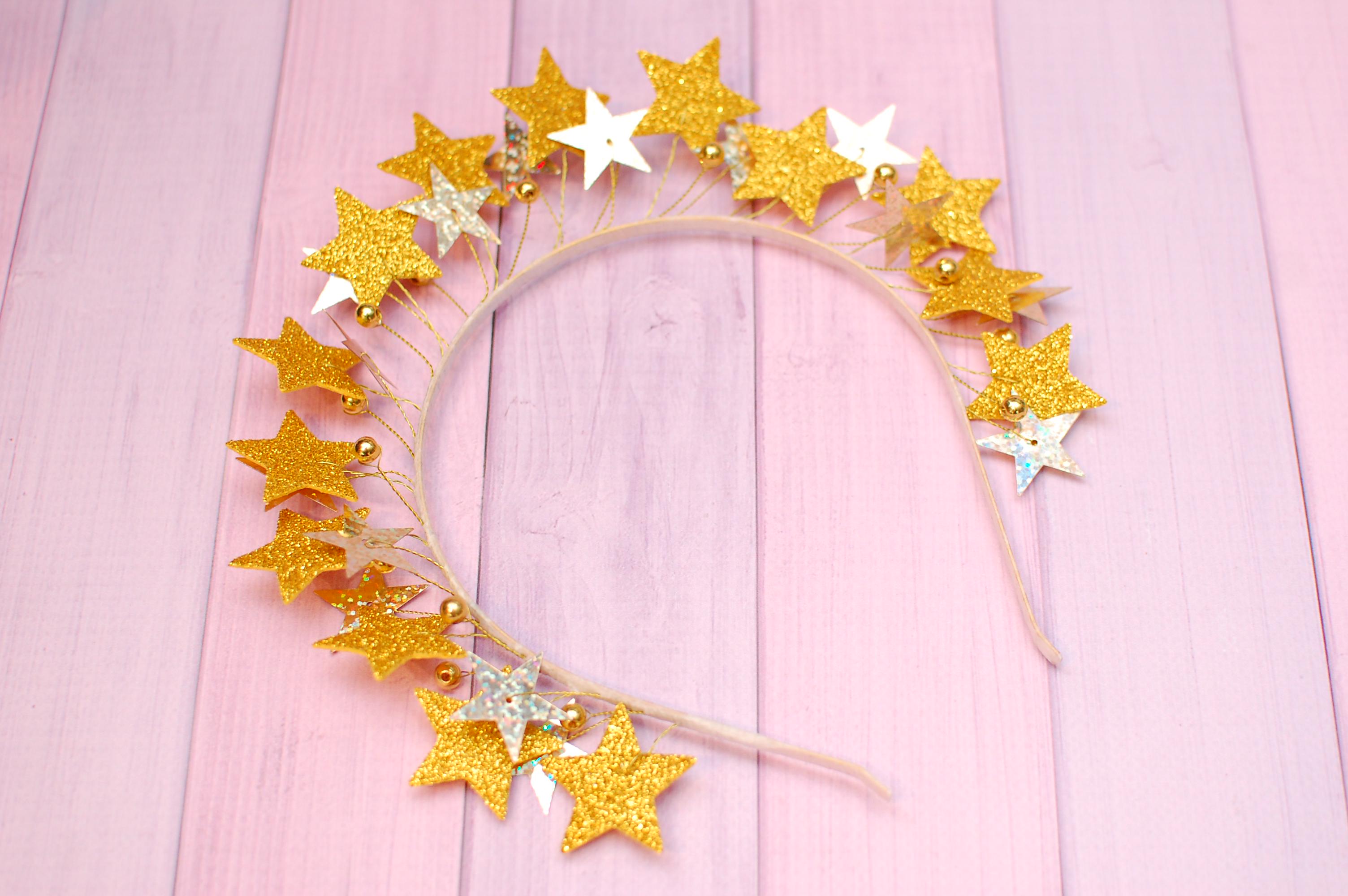 Обруч для волос Звездочки Золотой (800)