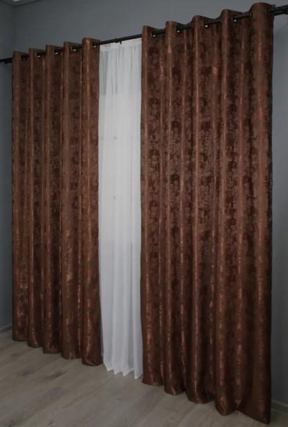 Штори на люверсах жакард Sultan YL 1,5х2,5 м 2 шт. Коричнево-бордовий (1204ш 37-0063) - фото 3 Штори на люверсах жакард Sultan YL 1,5х2,5 м 2 шт. Коричнево-бордовий (1204ш 37-0063) - фото 3