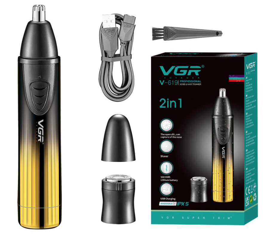 Тример для носа VGR 2в1 Золотий (V-619) - фото 2 Тример для носа VGR 2в1 Золотий (V-619) - фото 2