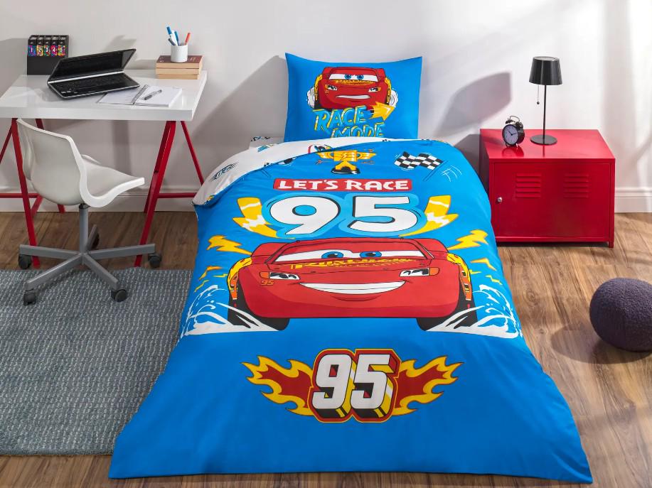 Комплект постельного белья подростковый Tac Disney Cars let's Race полуторный ранфорс на резинке (2000022284271)