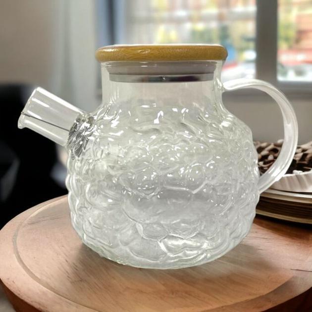 Заварювальний чайник Stenson R92930 Bubbles з ситом та бамбуковою кришкою 1 л (19100751) - фото 2 Заварювальний чайник Stenson R92930 Bubbles з ситом та бамбуковою кришкою 1 л (19100751) - фото 2