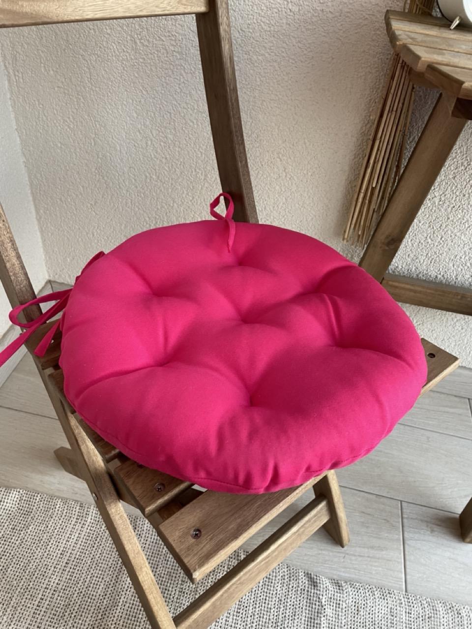 Подушка на стул с завязками круглая Color 40х40х5 см Розовый - фото 1