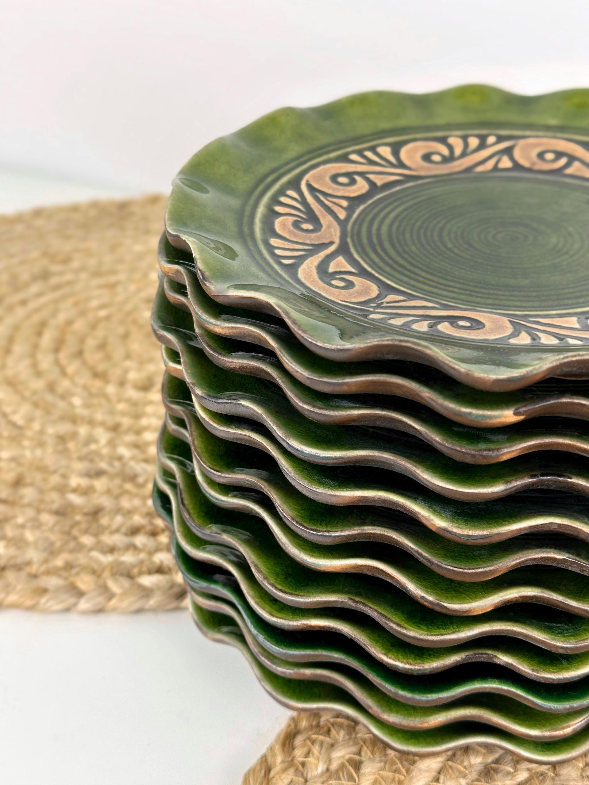 Набор глиняных тарелок Гражда 20 см х 12 шт. Коричневый (17019-16) - фото 8