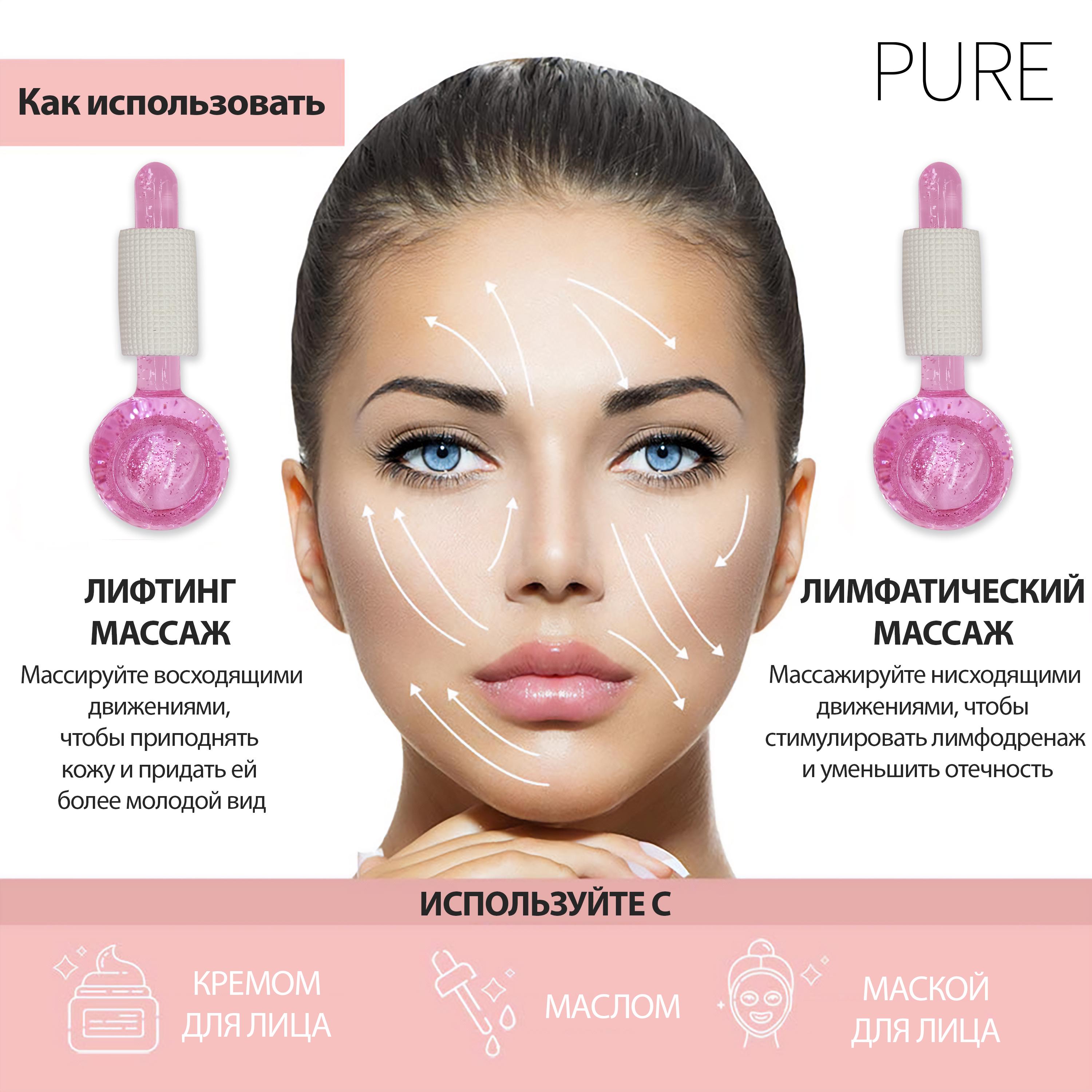 Криосферы Pure Ice Globes для массажа лица и снятия отечности Розовый (4127452) - фото 4