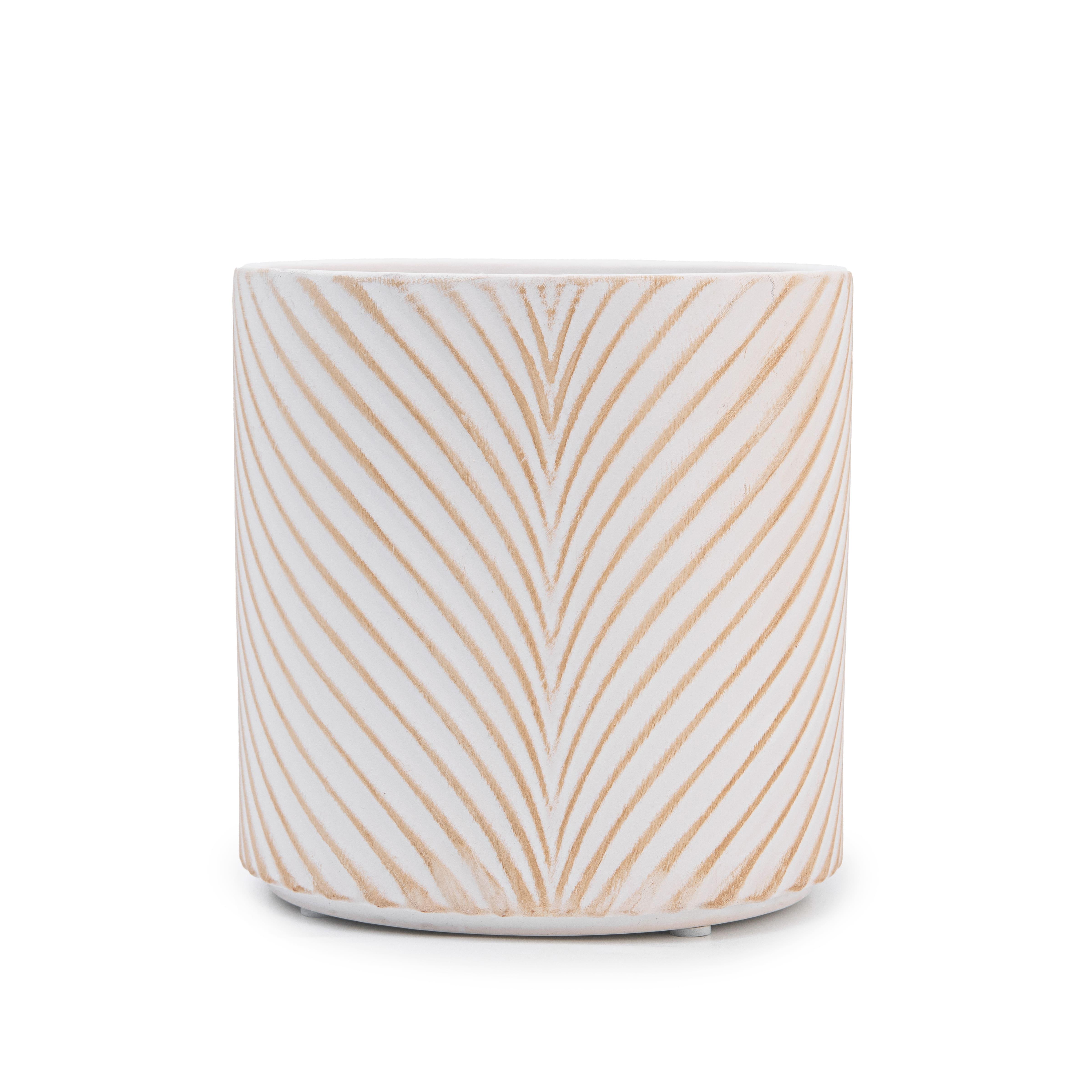 Набор кашпо для цветов керамические elemi Листок круглый 1,3 л/ 2,3 л/ 4,5 л Белый/Бежевый (УТ-00094681) - фото 2