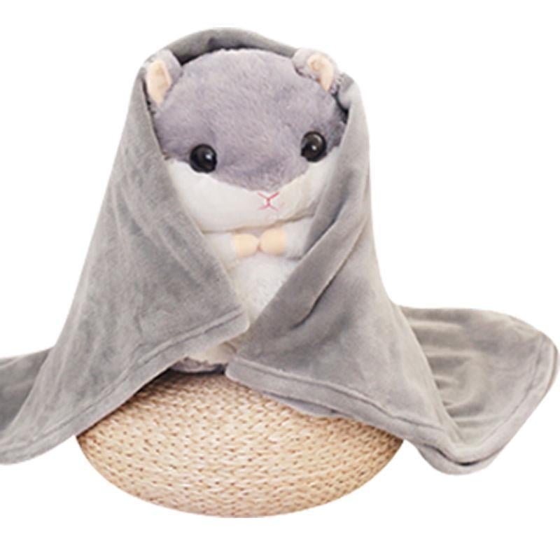 Мягкая игрушка Хомяк 38 см и плед 110х160 см Серый (70328) - фото 3