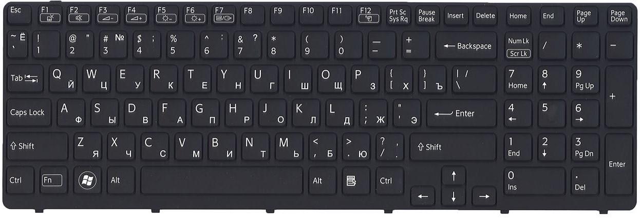 Клавиатура для ноутбука Sony SVE1512G1RB с подсветкой клавиш матовая (149151211)