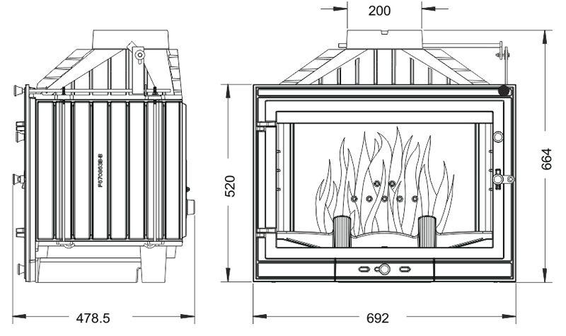 Топка чугунная UNIFLAM 700 STANDART ECO с шибером 14 кВт - фото 3