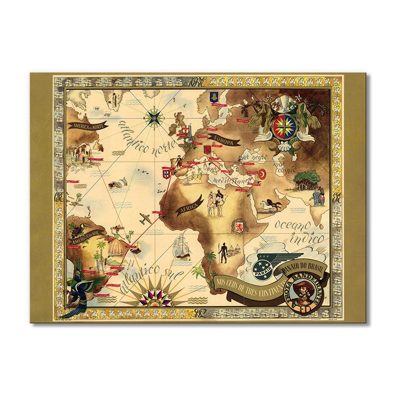 Винтажная карта Карта Бразилии 1 модуль 40х60 см
