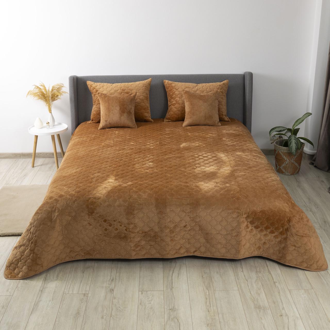 Покрывало ТЕП VELOUR ромб круглый 150х210 см Кофейный (4-00515 22387)