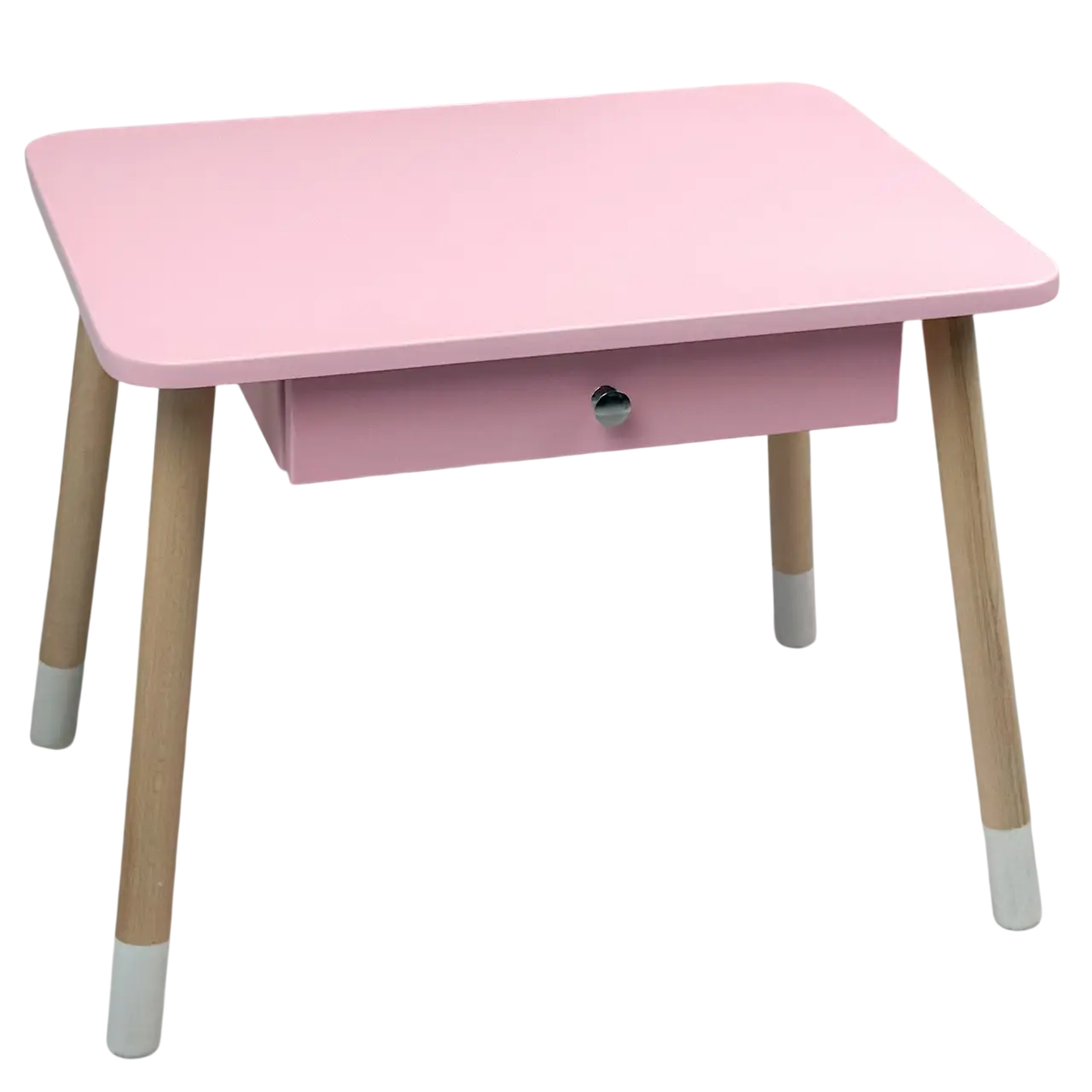 Столик дитячий прямокутний із шухлядою дерев'янний 46х60х45 см Рожевий (150-7-15795)