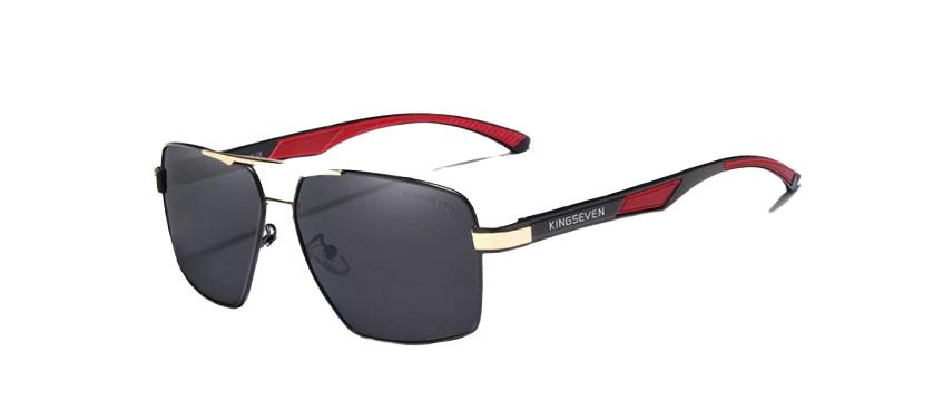 Мужские солнцезащитные очки KINGSEVEN DESIGN N7719 в классической оправе с поляризованными линзами Золотой/Серый