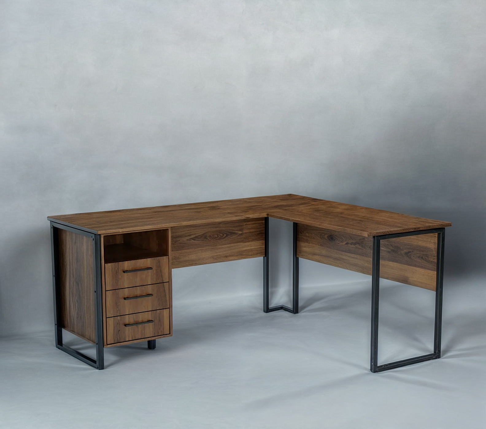 Стіл кутовий офісний Tobi Sho LOFT Volcano СУЛВ/3-1 з 3 шухлядами стільниця 18 мм 1400х1200х750 Фаєрвуд - фото 2