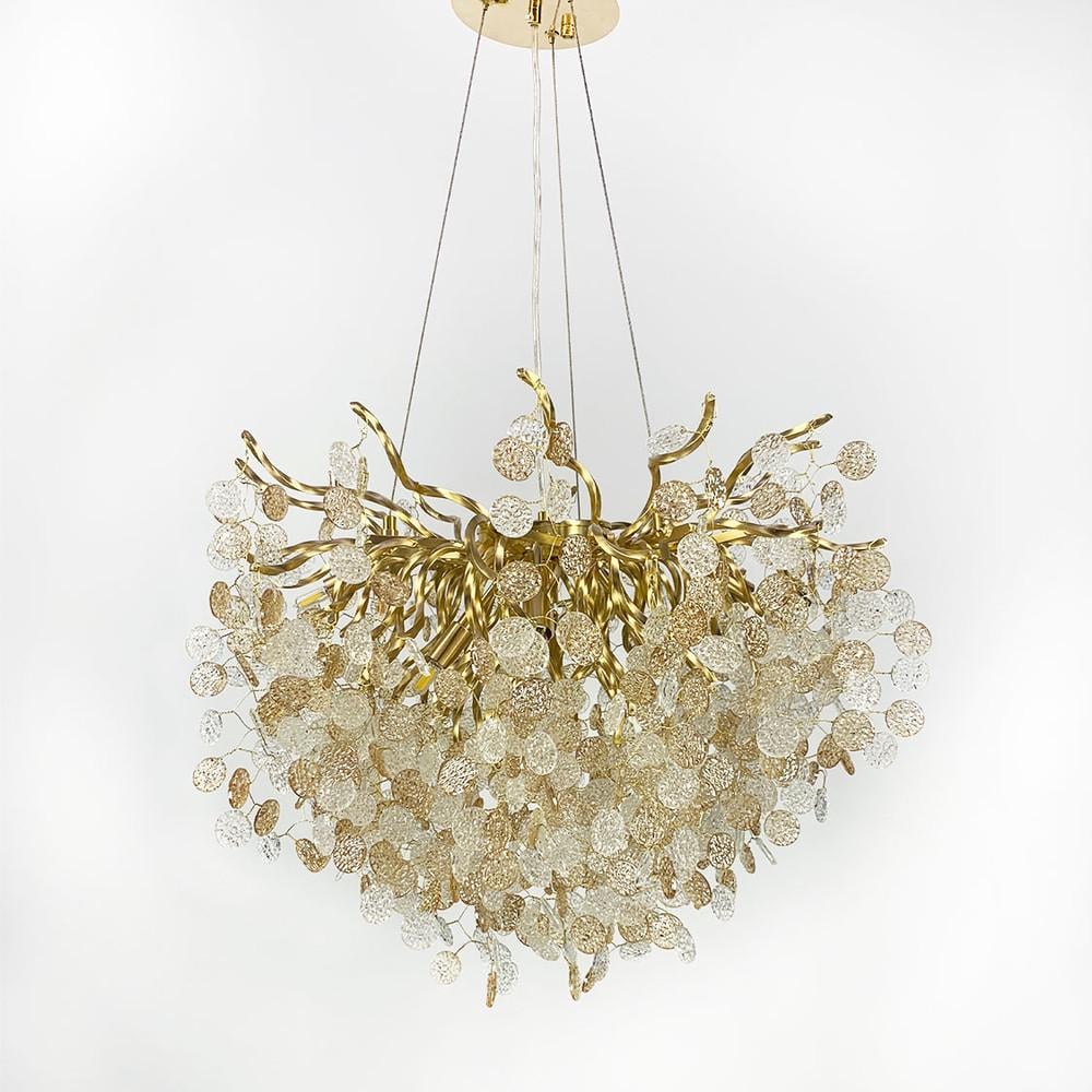 Люстра с пластинами из комбинированного стекла Золотой (MD9046 GD)