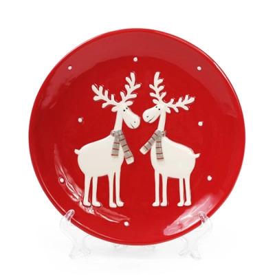 Тарелка керамическая Олени 21,5 см (32922)