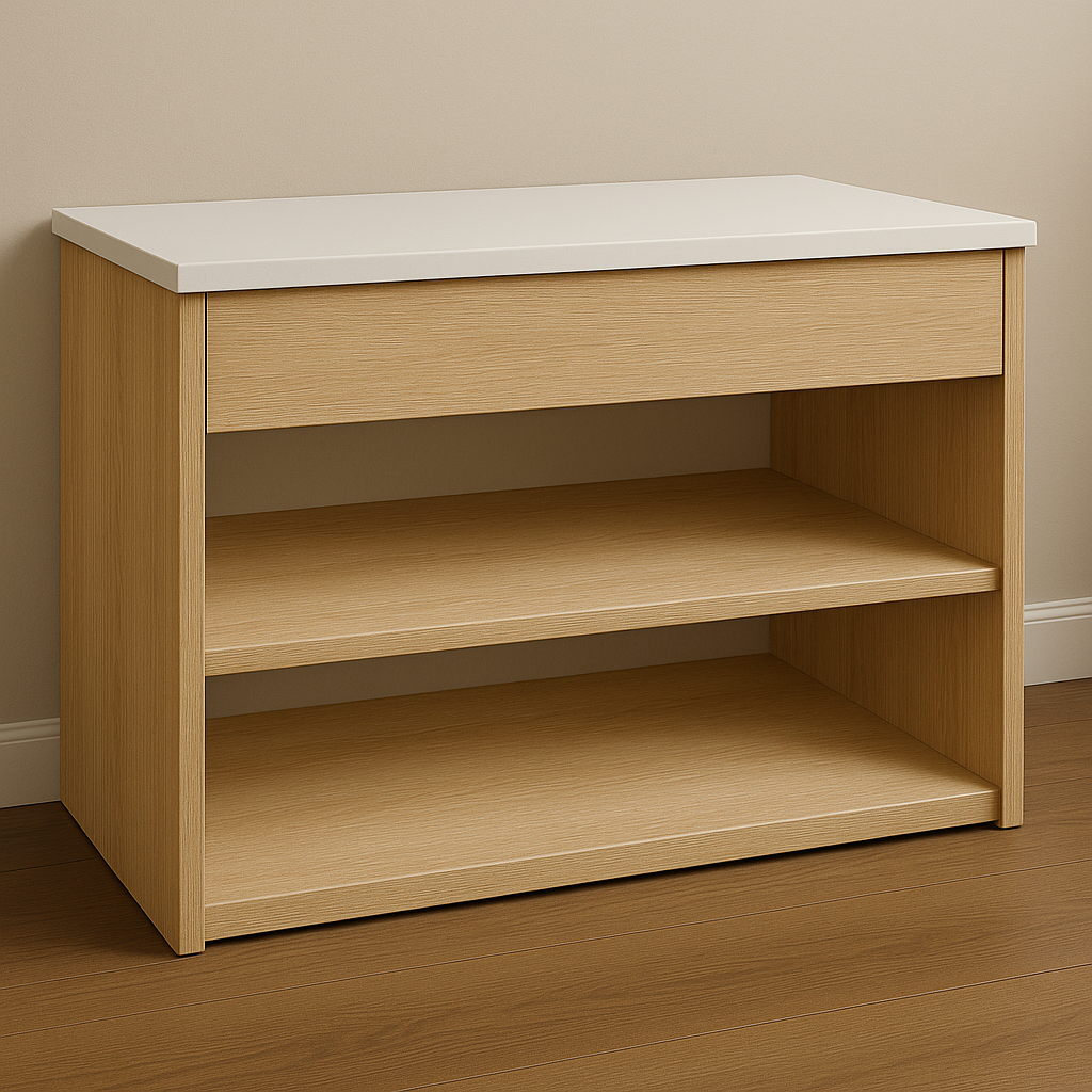 Тумба для обуви с сиденьем Брукс 600 Дуб Урбан янтарный/Белый фасадный (7007919)