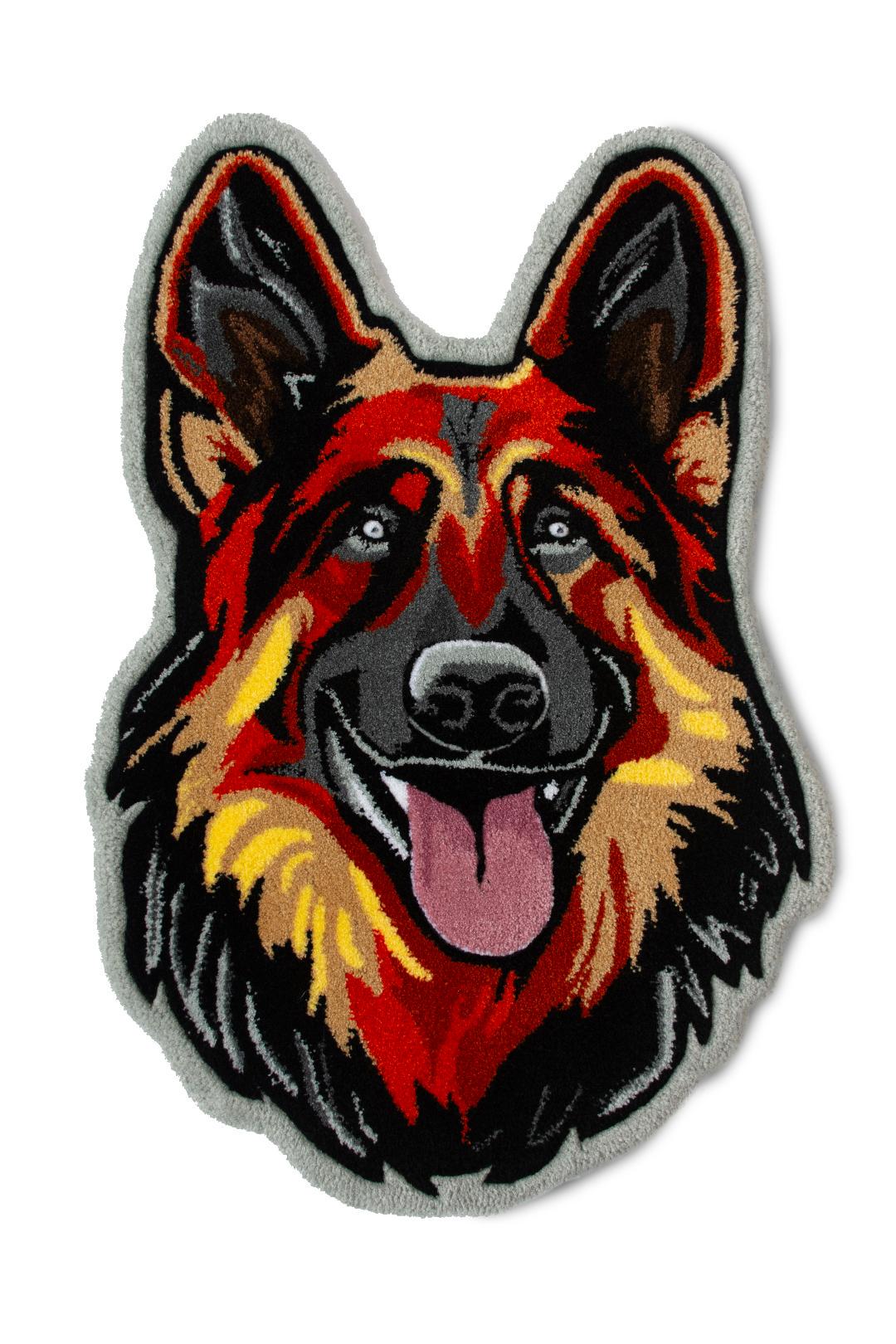 Килим Німецька Вівчарка ручної роботи гіпоалергенний 83х55 см Рудий (29953177)