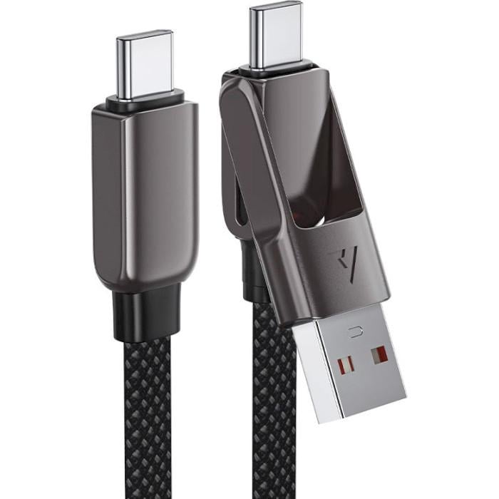 Кабель Acefast C13-04 USB 2.0 USB-A/USB-C to USB-C 1,2 м 60W 3A Black (6974316282334) - фото 2 Кабель Acefast C13-04 USB 2.0 USB-A/USB-C to USB-C 1,2 м 60W 3A Black (6974316282334) - фото 2